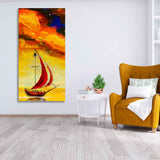 Premium Wall Painting of The Sailing Boat in Sea - Decor Smart