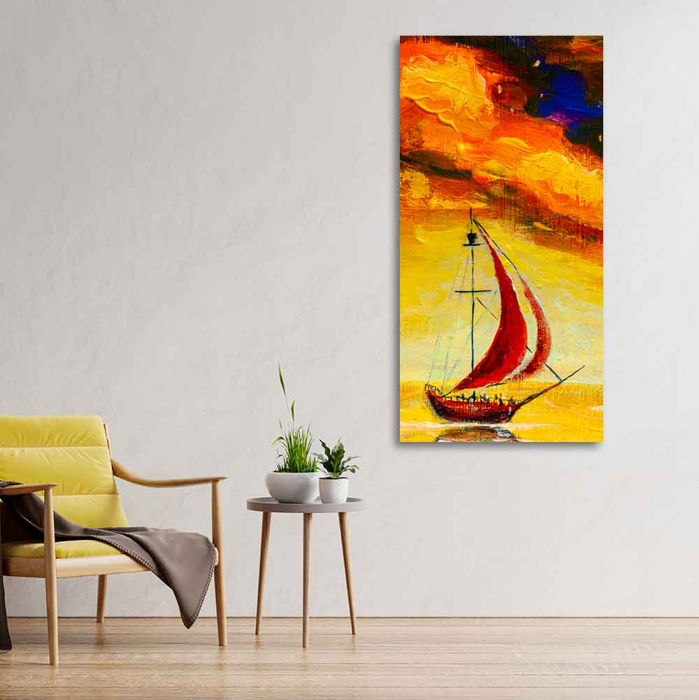 Premium Wall Painting of The Sailing Boat in Sea - Decor Smart