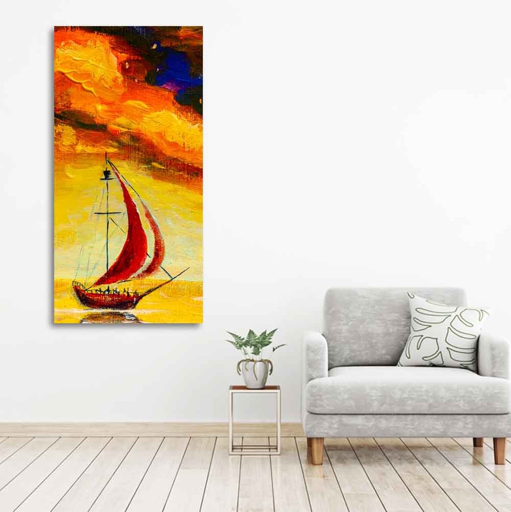 Premium Wall Painting of The Sailing Boat in Sea - Decor Smart