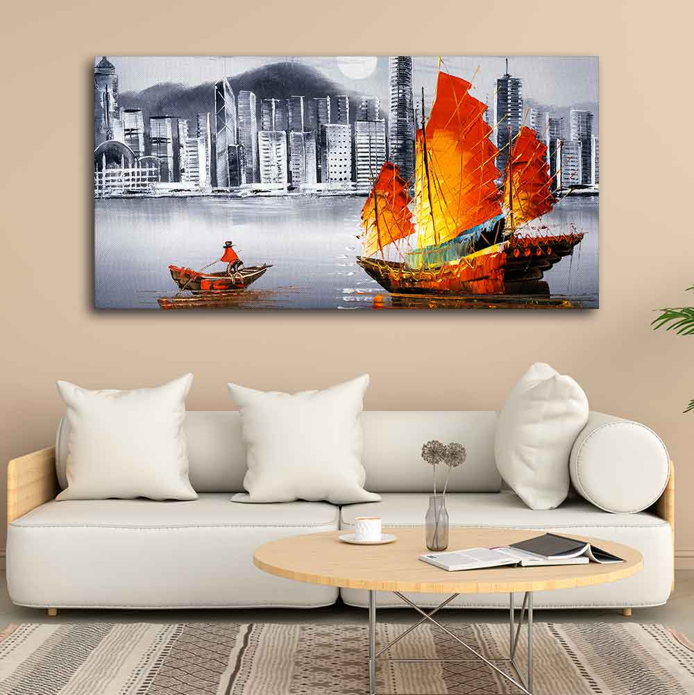 Premium Wall Painting of Victoria Harbor, Hong Kong - Decor Smart