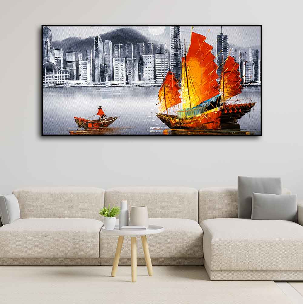 Premium Wall Painting of Victoria Harbor, Hong Kong - Decor Smart