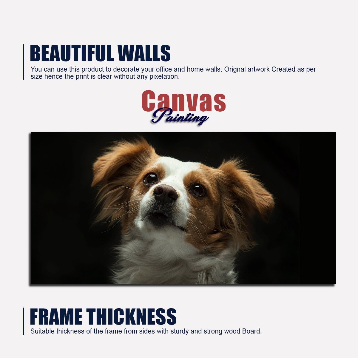 Premium Wall Painting of White and Brown Long Coat Puppy - Decor Smart