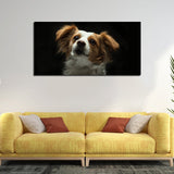 Premium Wall Painting of White and Brown Long Coat Puppy - Decor Smart