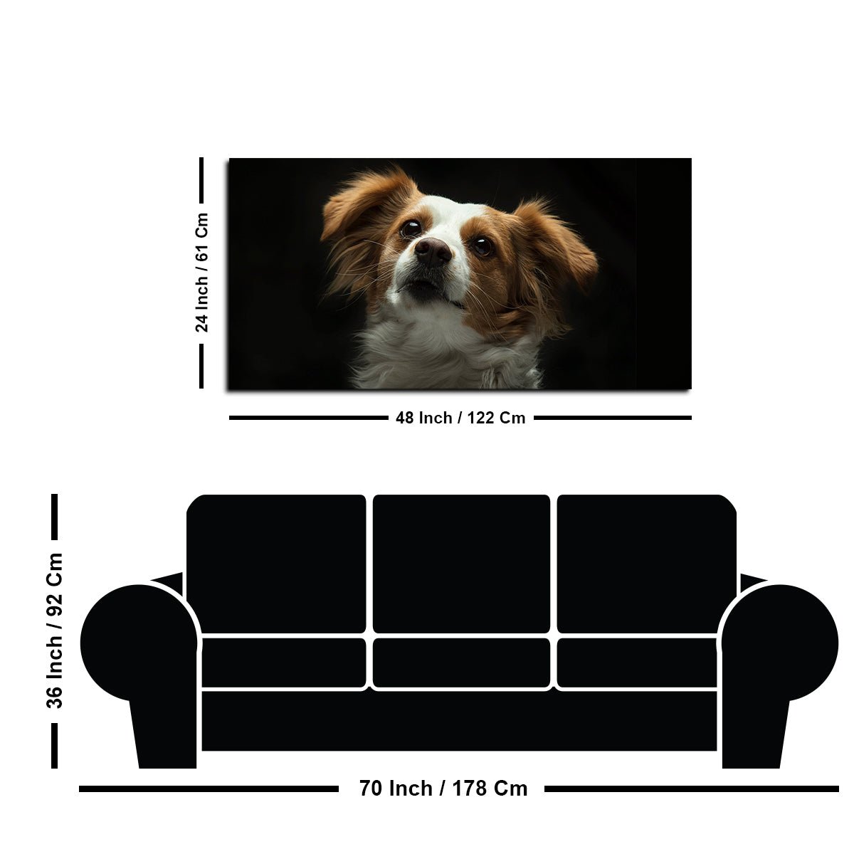 Premium Wall Painting of White and Brown Long Coat Puppy - Decor Smart