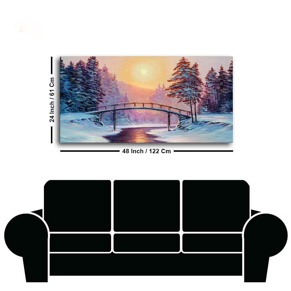 Premium Wall Painting of Winter Landscape with the River - Decor Smart