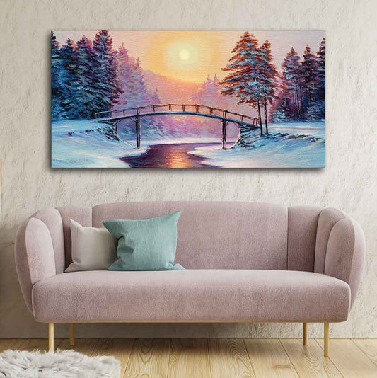 Premium Wall Painting of Winter Landscape with the River - Decor Smart