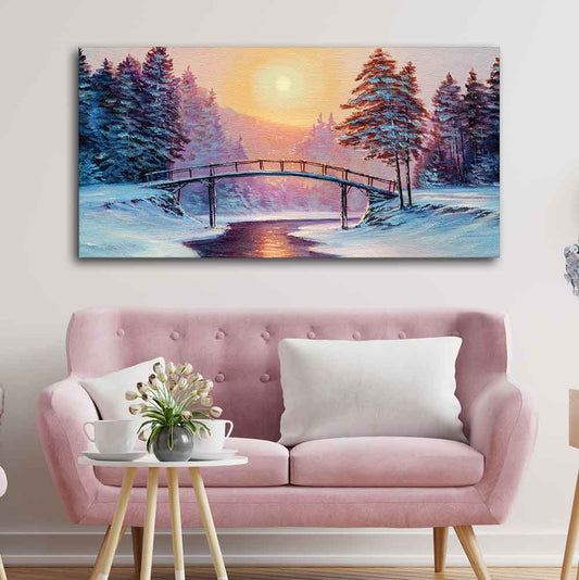Premium Wall Painting of Winter Landscape with the River - Decor Smart