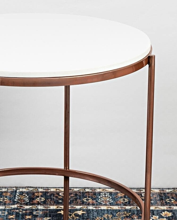 Premium White Marble Round Shape Fabian Center Table - Decor Smart