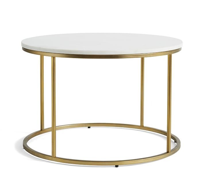 Premium White Marble Round Shaped Golden Stand Center Table - Decor Smart