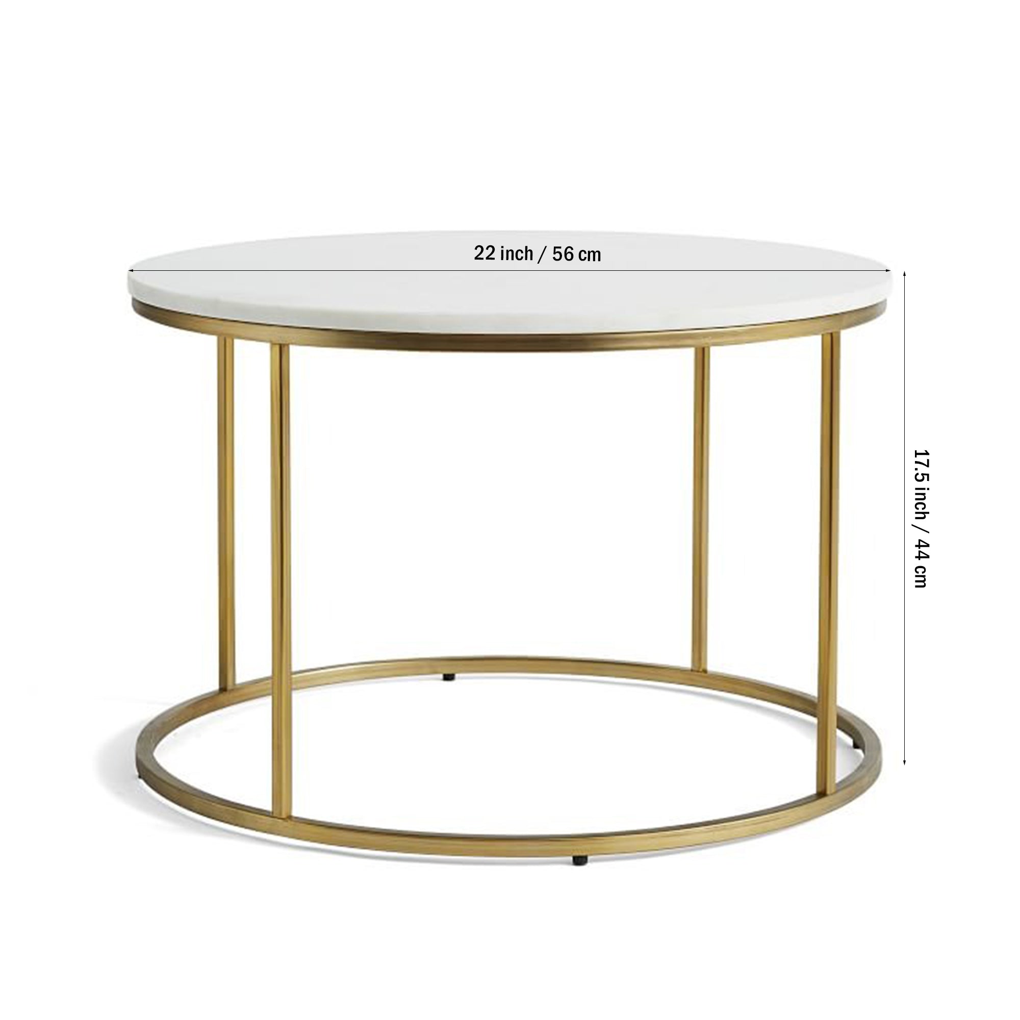 Premium White Marble Round Shaped Golden Stand Center Table - Decor Smart