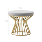 Premium White Velvet Pouffe with Glamorous Gold Detailing