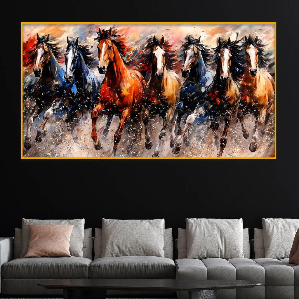 Premium Wild Horses Crystal Glass Wall Painting