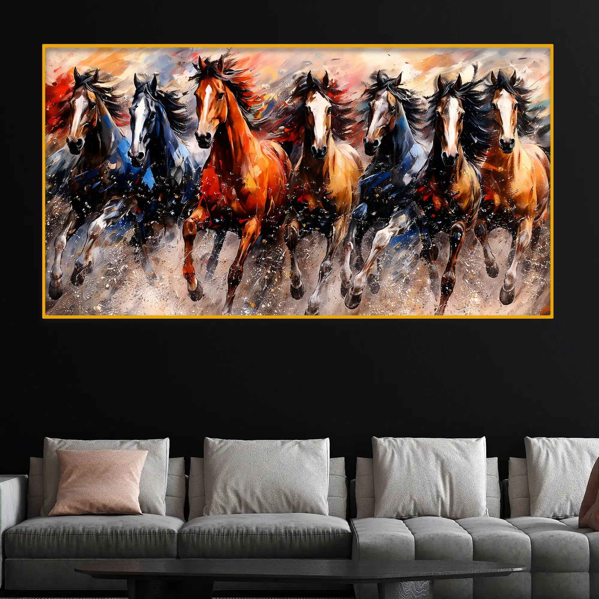 Premium Wild Horses Crystal Glass Wall Painting