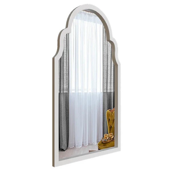 Premium Window European Design Wooden Decorative Wall Mirror ( White/Brown Finish ) - Decor Smart