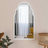 Premium Window European Design Wooden Decorative Wall Mirror ( White/Brown Finish ) - Decor Smart