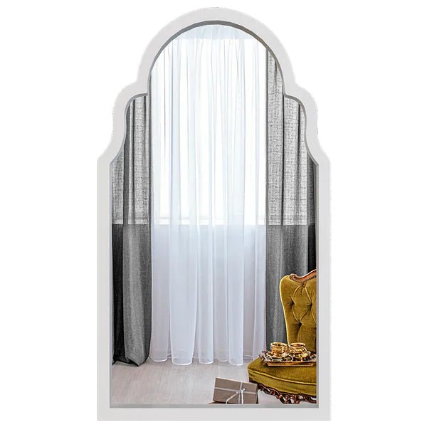 Premium Window European Design Wooden Decorative Wall Mirror ( White/Brown Finish ) - Decor Smart