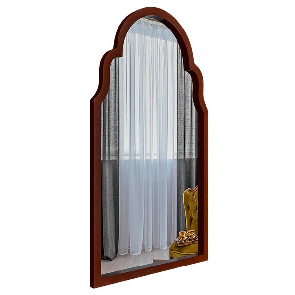 Premium Window European Design Wooden Decorative Wall Mirror ( White/Brown Finish ) - Decor Smart