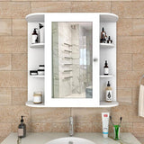 Premium Wooden Bathroom Cabinet Mirror with 10 Spacious Shelves with White Finish - Decor Smart