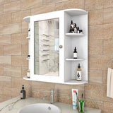 Premium Wooden Bathroom Cabinet Mirror with 10 Spacious Shelves with White Finish - Decor Smart