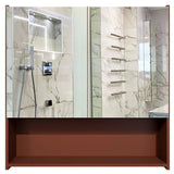 Premium Wooden Bathroom Organizer Cabinet with Mirror & 4 Spacious Shelves with Brown Finish - Decor Smart