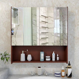 Premium Wooden Bathroom Organizer Cabinet with Mirror & 4 Spacious Shelves with Brown Finish - Decor Smart