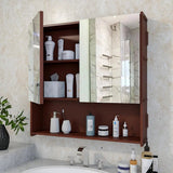 Premium Wooden Bathroom Organizer Cabinet with Mirror & 4 Spacious Shelves with Brown Finish - Decor Smart