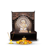 Premium Wooden Temple for Home with Spacious Shelf & Inbuilt Focus Lights - Decor Smart