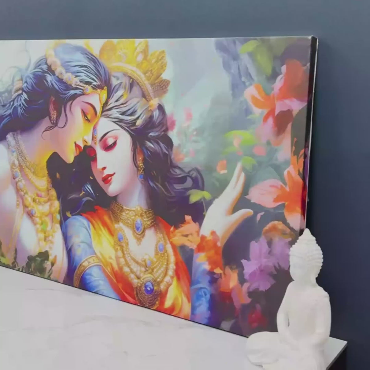 Divine Luster Painting of Radha Krishna Canvas Wall Painting