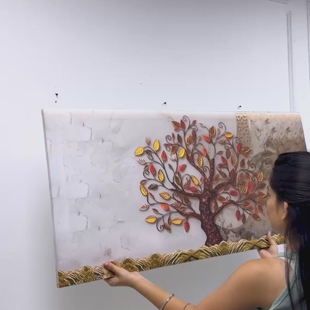 Beautiful Red and Yellow Leaf Tree Canvas Wall Painting
