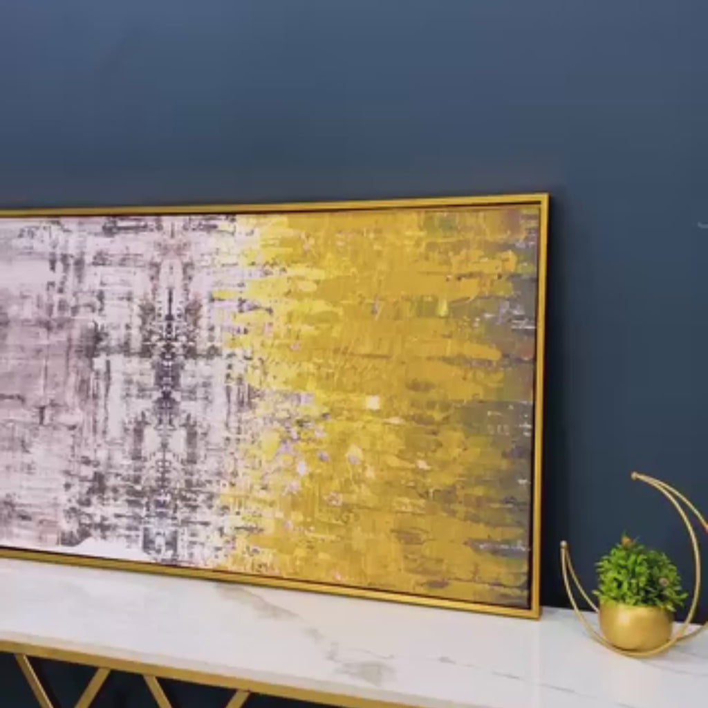 Modern Golden Abstract Textured Premium Canvas Wall Painting