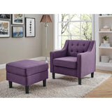 Purple Color Tufted Comfy Lounge Chair with Ottoman - Decor Smart