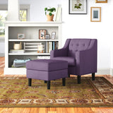 Purple Color Tufted Comfy Lounge Chair with Ottoman - Decor Smart