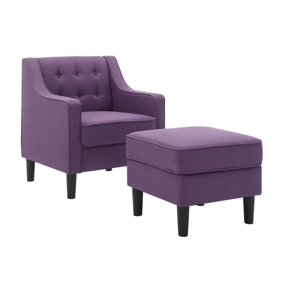 Purple Color Tufted Comfy Lounge Chair with Ottoman - Decor Smart