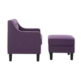 Purple Color Tufted Comfy Lounge Chair with Ottoman - Decor Smart