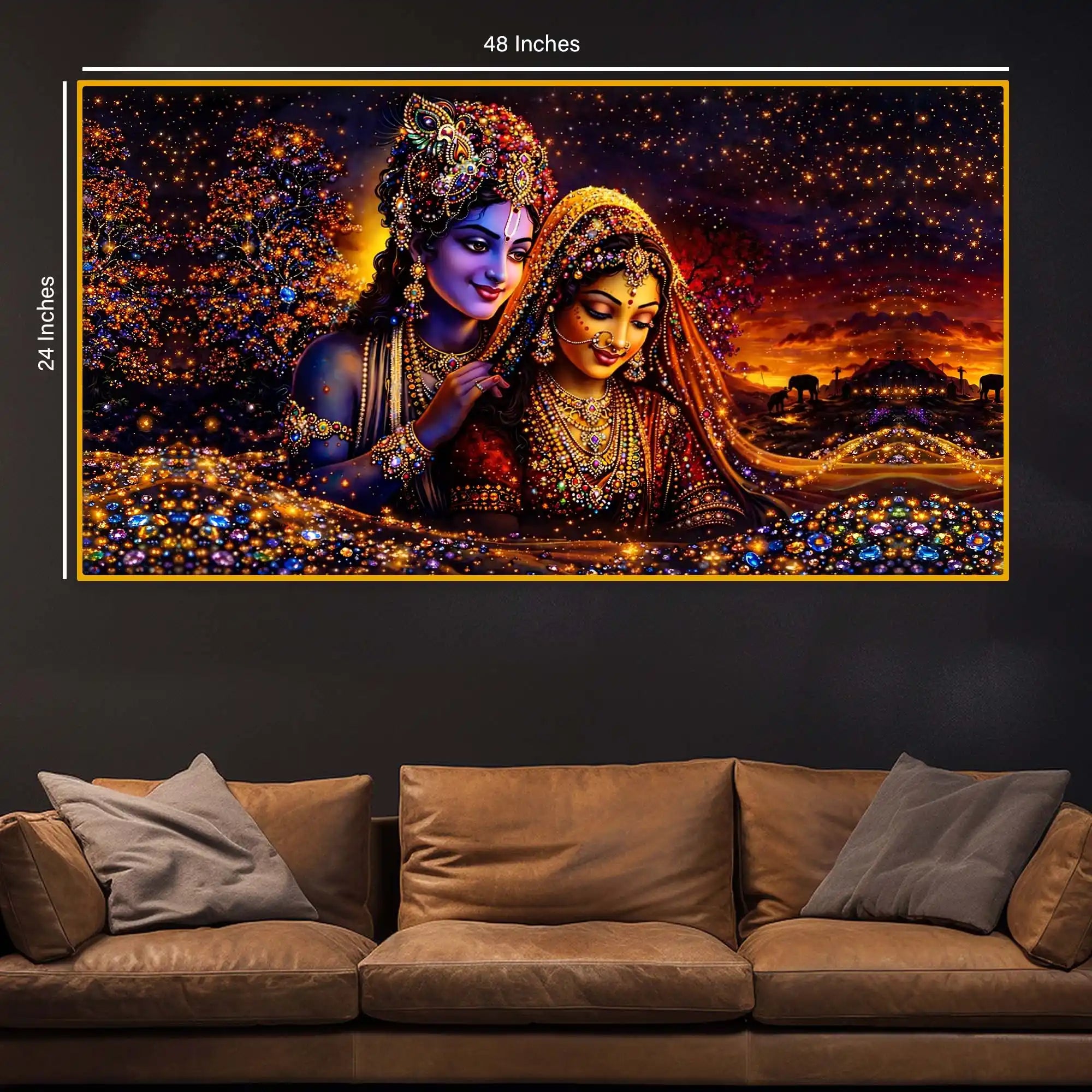 Radha Krishna Premium Crystal Glass Wall Painting