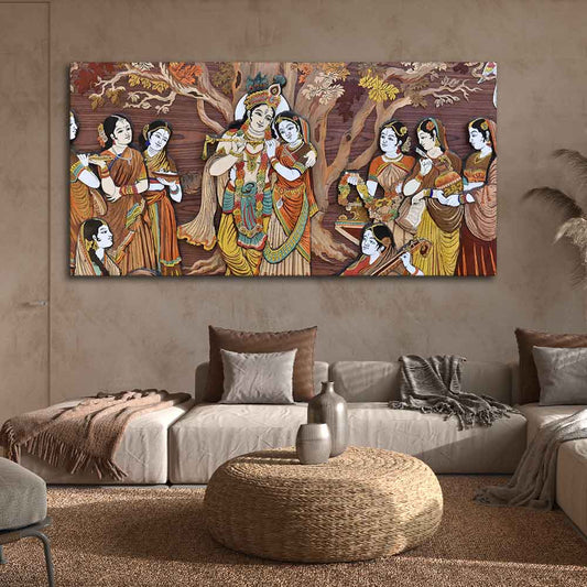 Radha Krishna Rasleela Canvas Wall Painting - Decor Smart