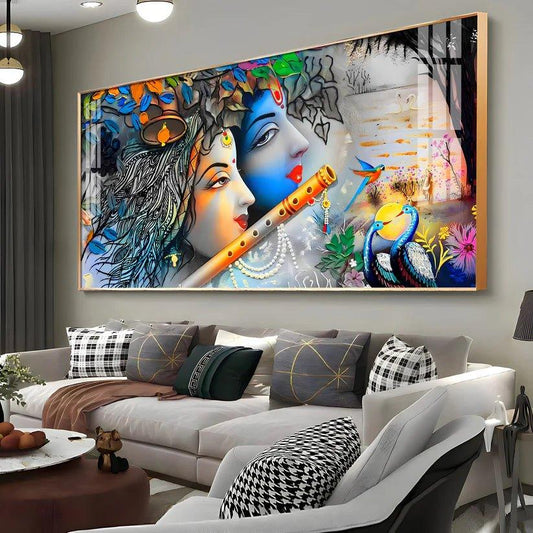Radha Krishna Unforgetable Love Premium Acrylic Floating Wall Painting - Decor Smart