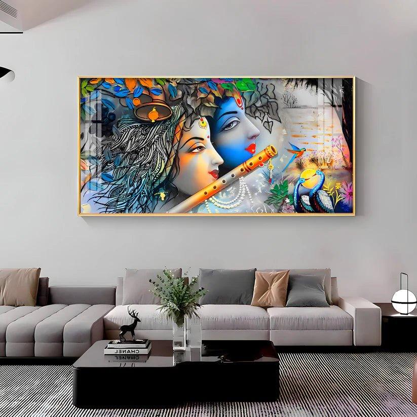 Radha Krishna Unforgetable Love Premium Acrylic Floating Wall Painting - Decor Smart