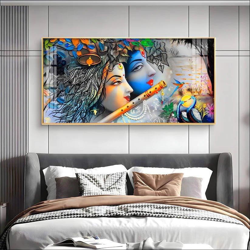 Radha Krishna Unforgetable Love Premium Acrylic Floating Wall Painting - Decor Smart
