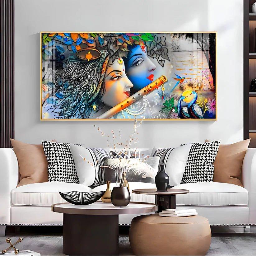 Radha Krishna Unforgetable Love Premium Acrylic Floating Wall Painting - Decor Smart