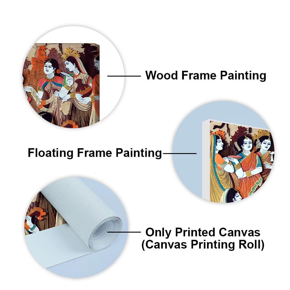 Radha Krishna with Bansuri Canvas Wall Painting - Decor Smart