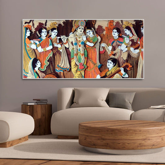 Radha Krishna with Bansuri Canvas Wall Art – Decor Smart