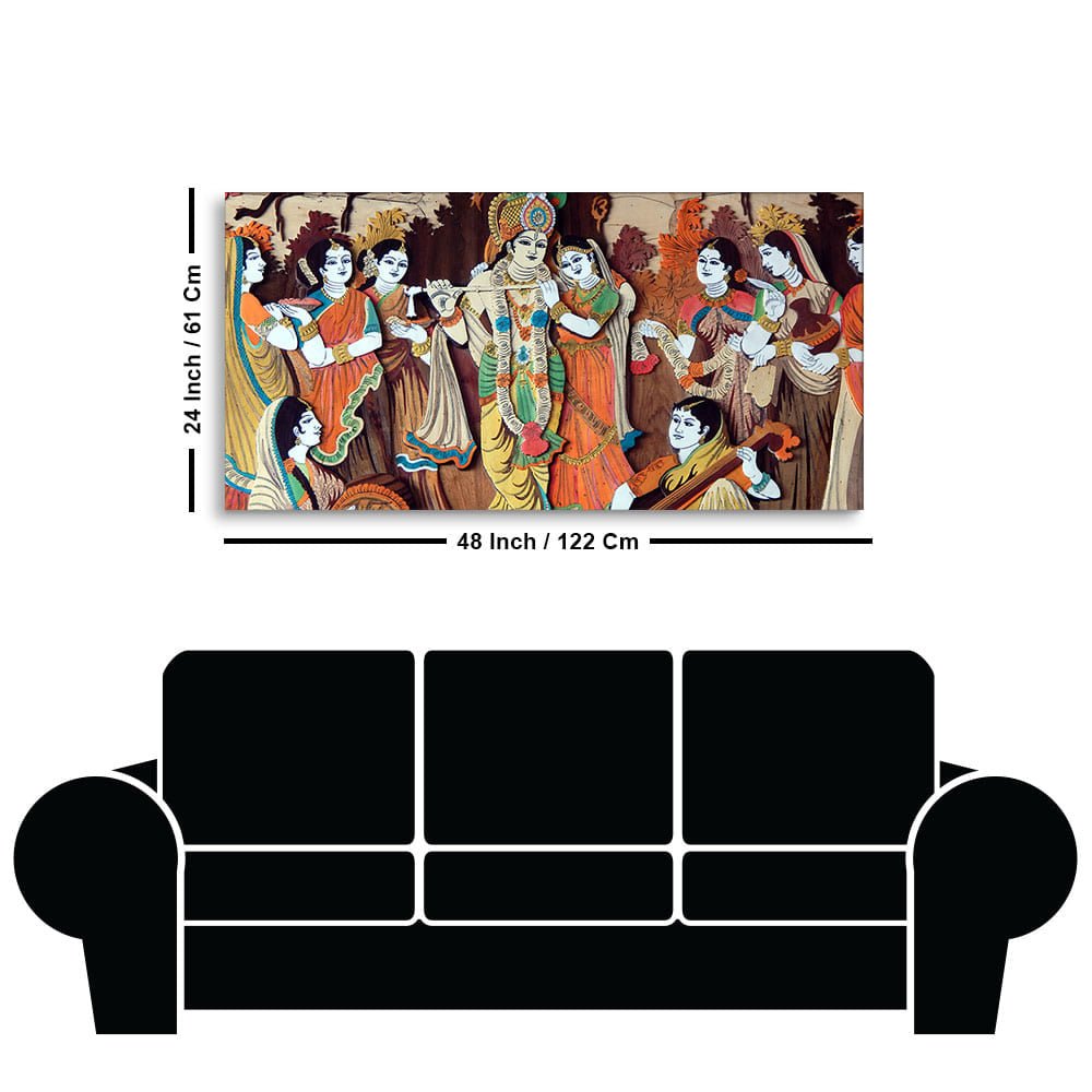 Radha Krishna with Bansuri Canvas Wall Art – Decor Smart