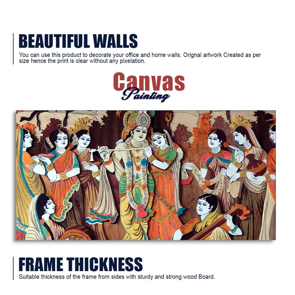 Radha Krishna with Bansuri Canvas Wall Art – Decor Smart