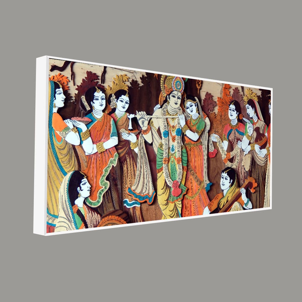 Radha Krishna with Bansuri Canvas Wall Art – Decor Smart