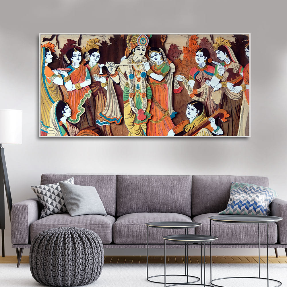 Radha Krishna with Bansuri Canvas Wall Painting