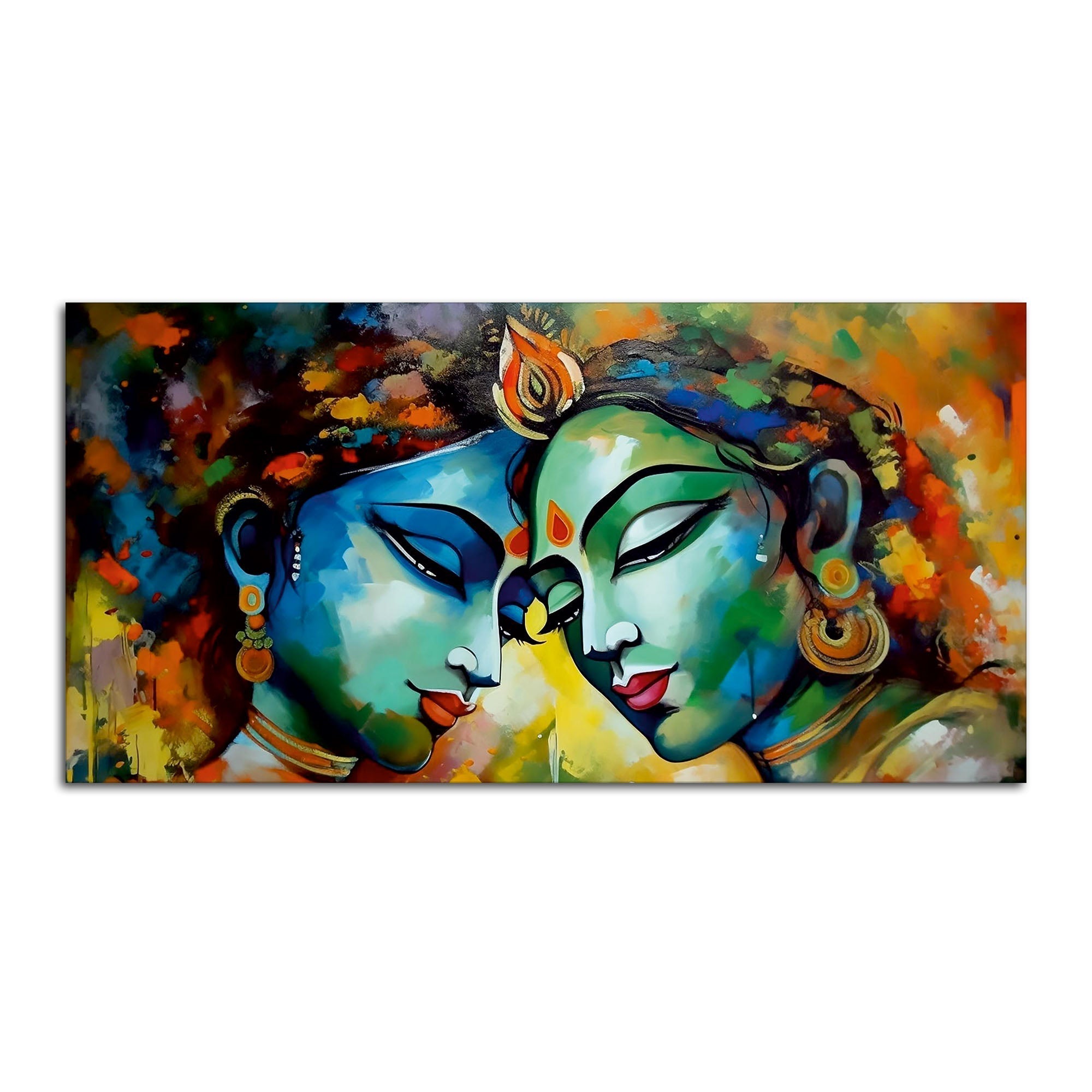 Radha Rani with Krishna Colorful Art Canvas Wall Painting