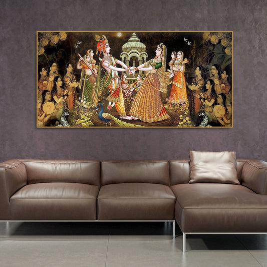 Radhe Krishna and Gopiya Rasleela Canvas Wall Painting - Decor Smart