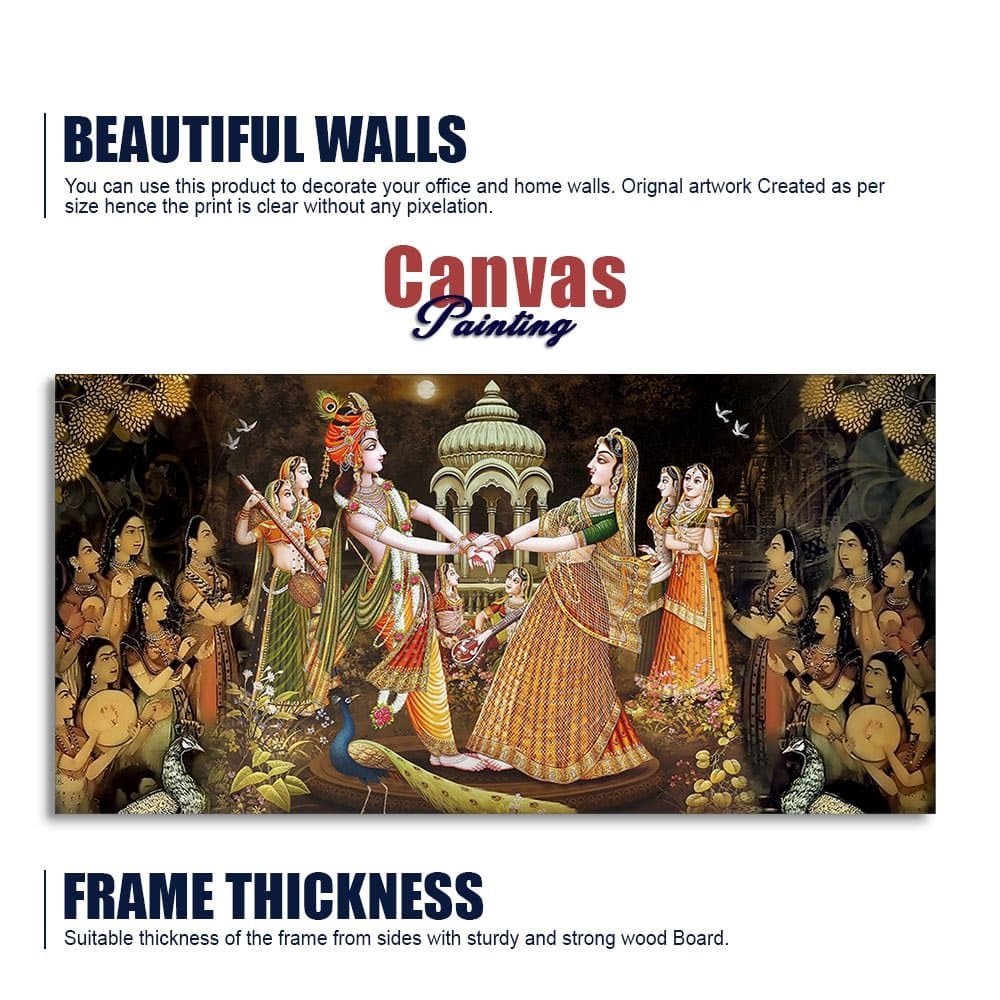 Radhe Krishna and Gopiya Rasleela Canvas Wall Painting - Decor Smart
