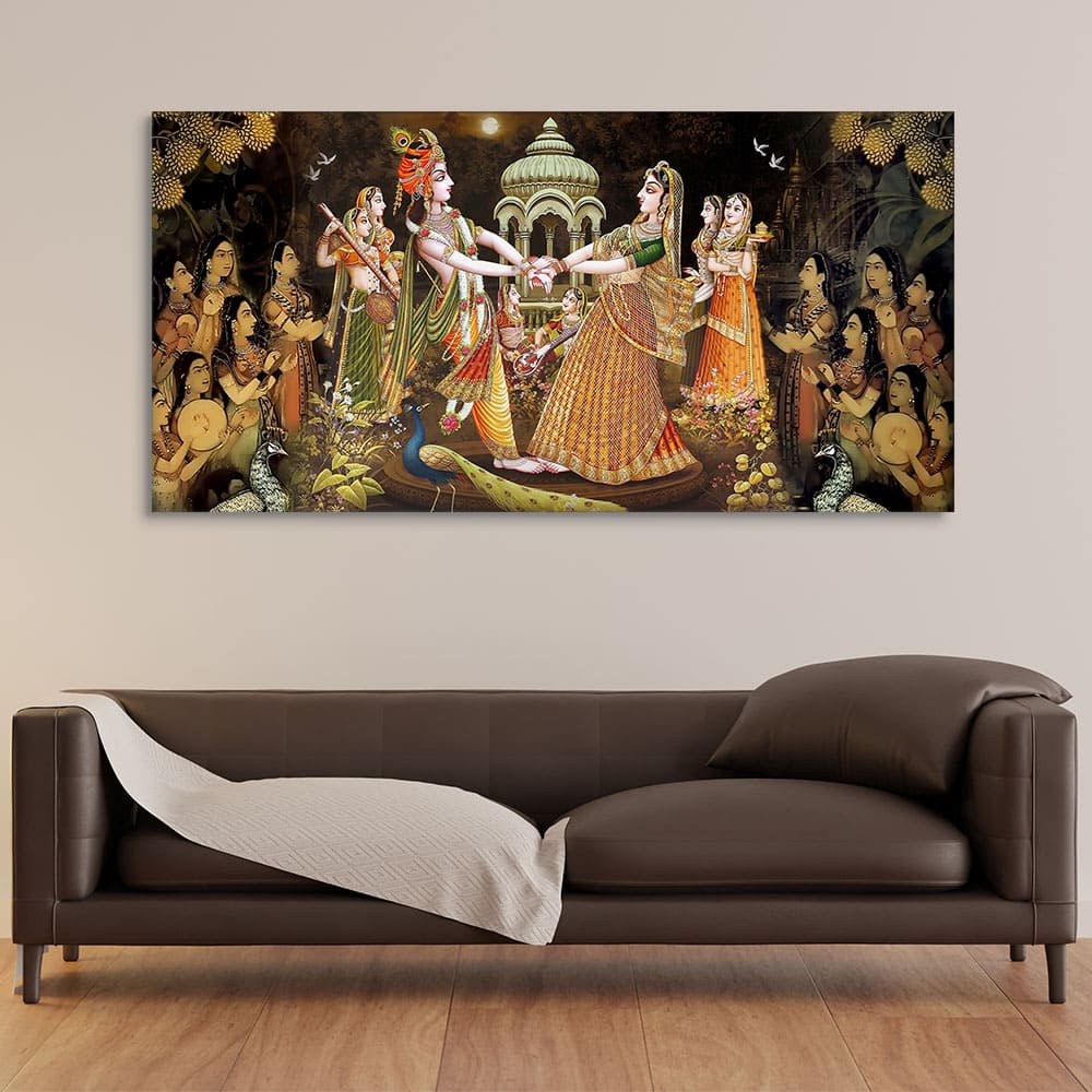Radhe Krishna and Gopiya Rasleela Canvas Wall Painting - Decor Smart